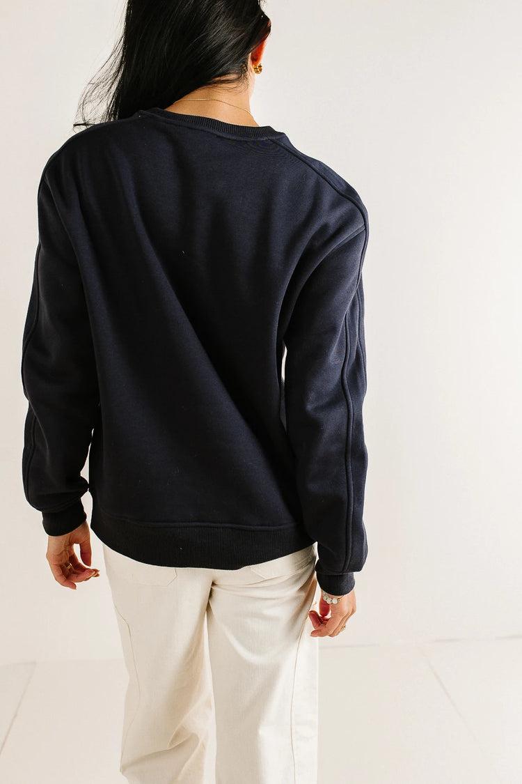 Non stretchy embroidered sweatshirt in navy