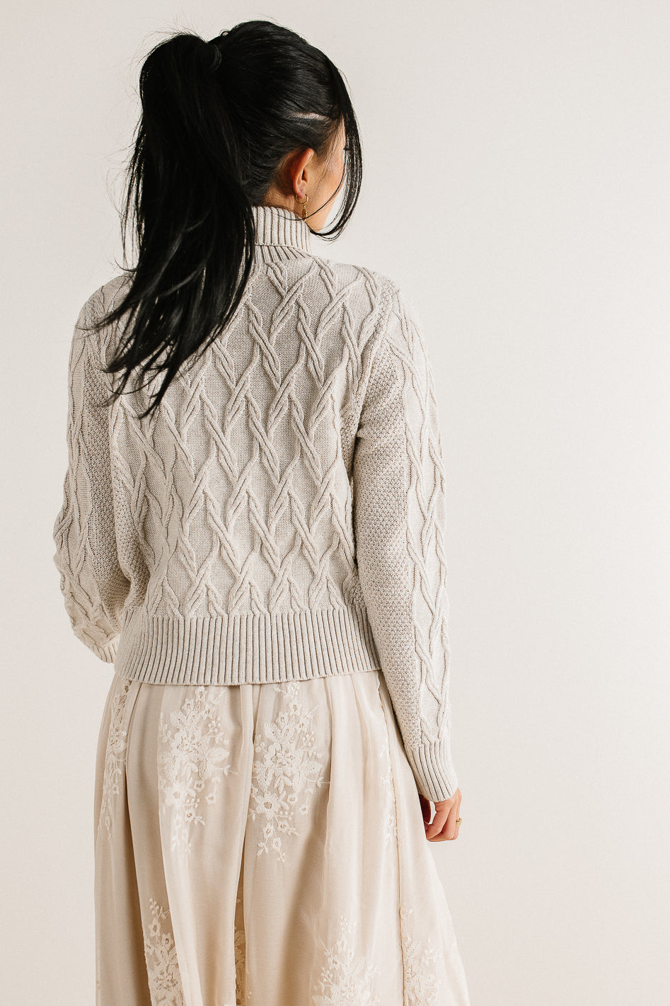 textured knit seater in tan