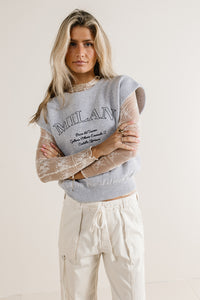 muscle sweater top in grey