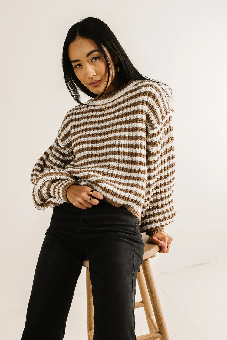 Two colors sweater in brown 