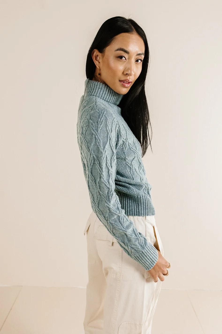 Turtleneck sweater in blue 