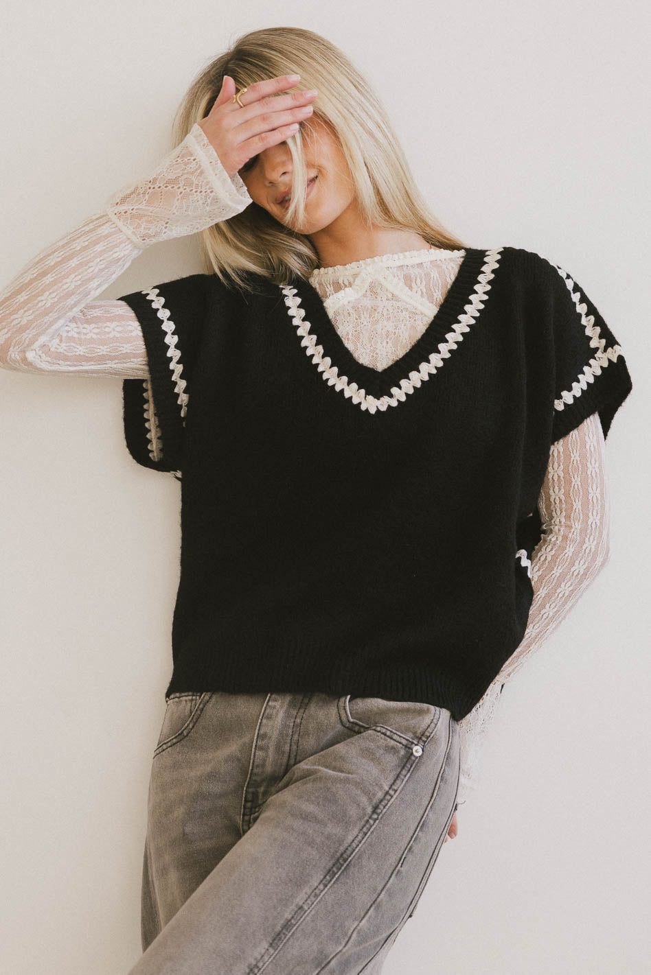 black crochet vest 