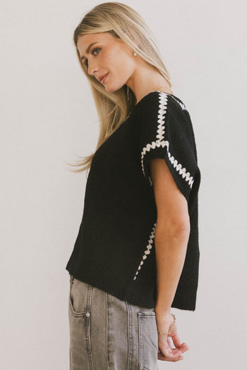 black short sleeve knit vest
