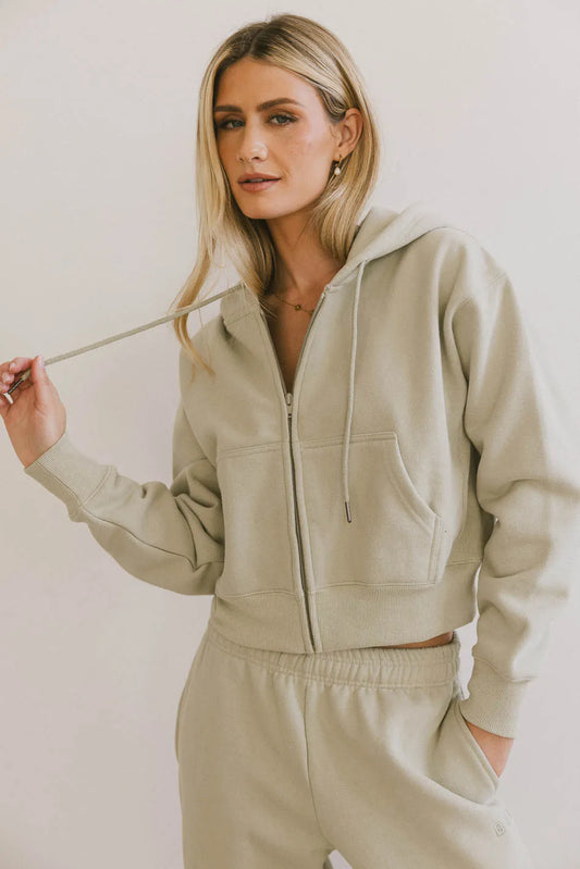 Adjustable straps hoodie in sage 