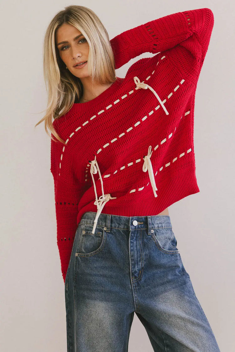 Long sleeves sweater in red