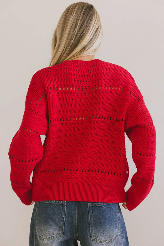 Plain back color sweater in red 