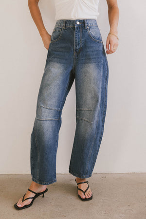 PREORDER-Lisette Barrel Jean in Dark Wash