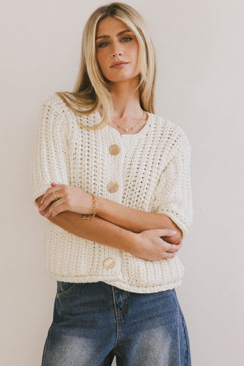 Brenda Knit Cardigan in Ivory - FINAL SALE
