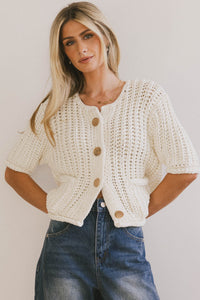 knit button down top 
