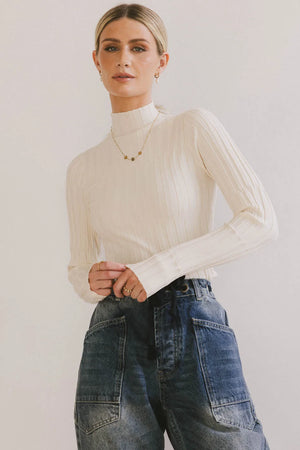 Winnie Ribbed Top in Cream