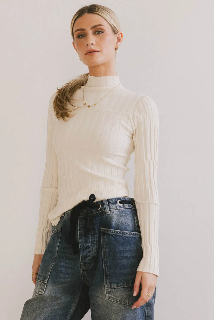 Knit top in cream 