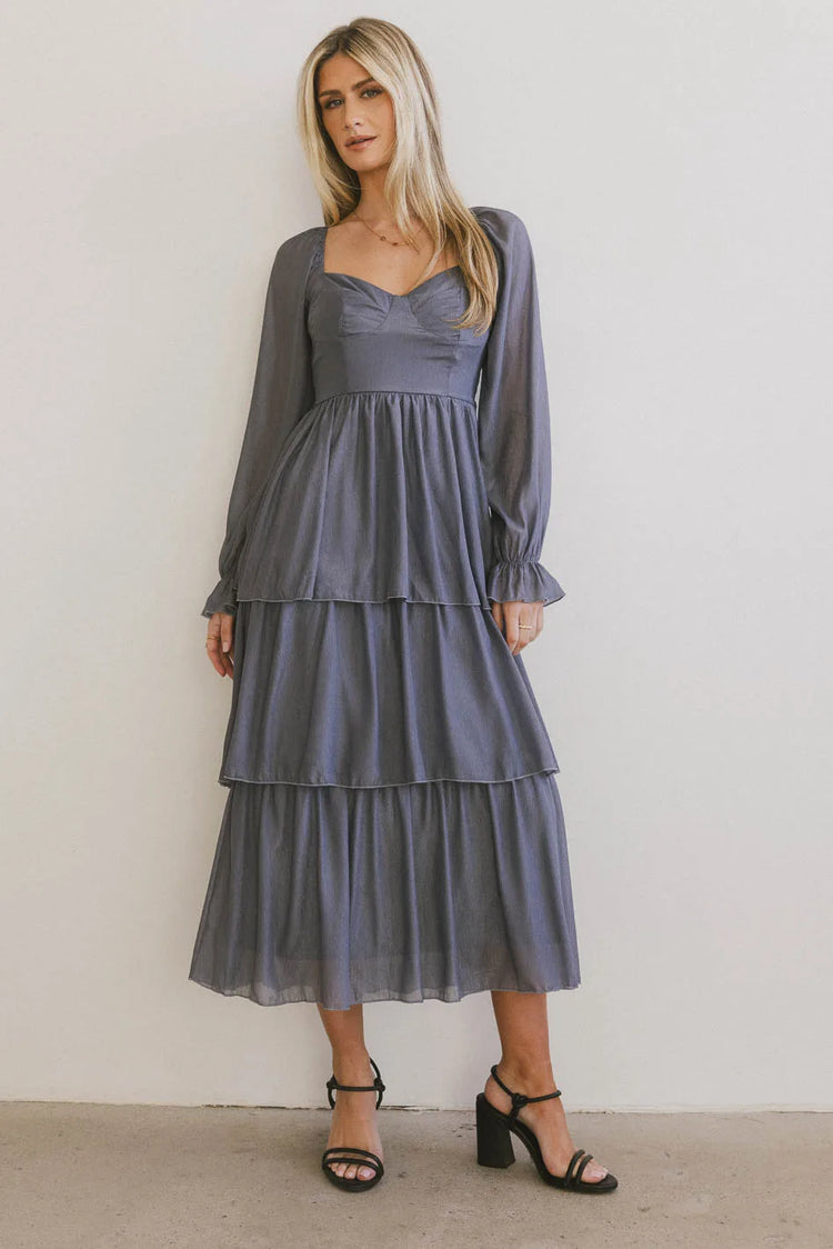 Midi dress in slate blue 