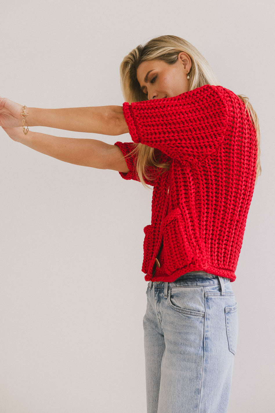 Brenda Knit Cardigan in Red - FINAL SALE