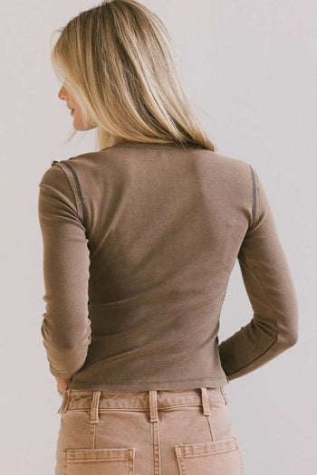 Plain color top in charcoal 