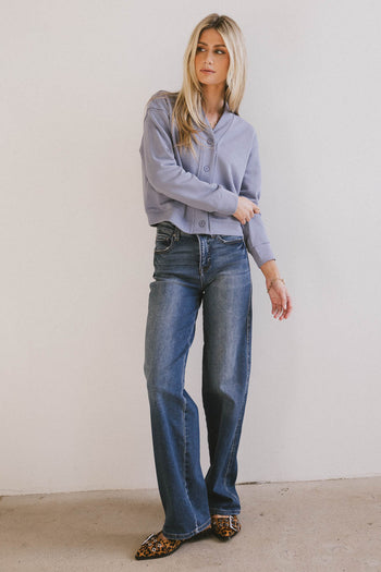 knit cardigan in blue