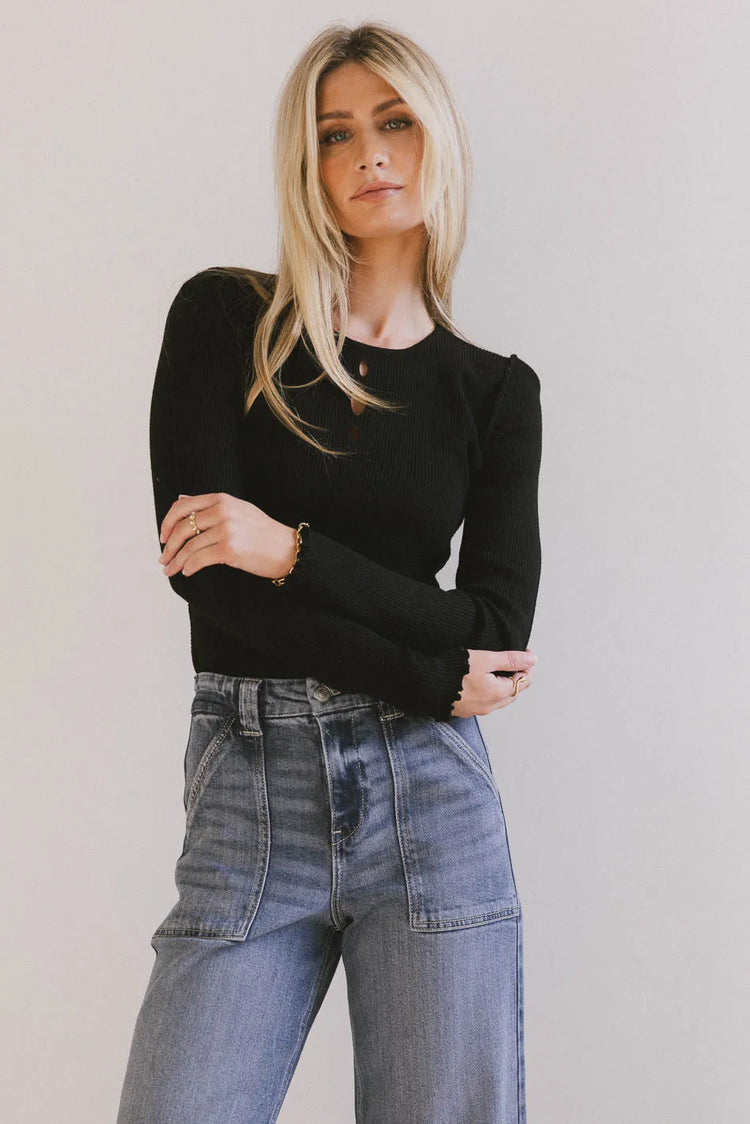 Knit top in black 