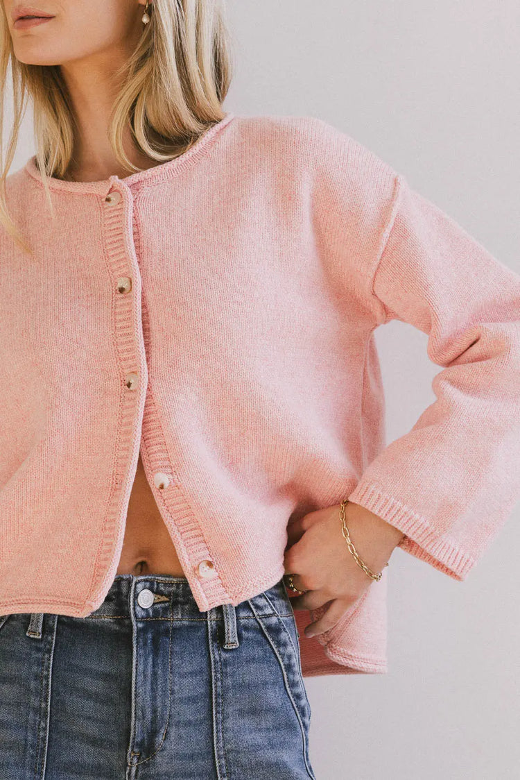 Round neck top in pink 