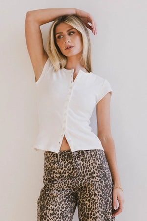 Vestia Button Up Tee in Ivory