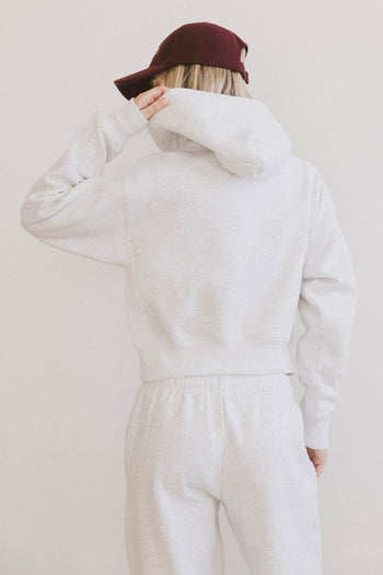 gray embroidered hoodie