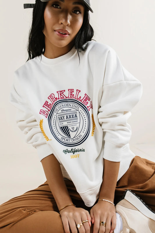 Round neck sweatshirt in white 