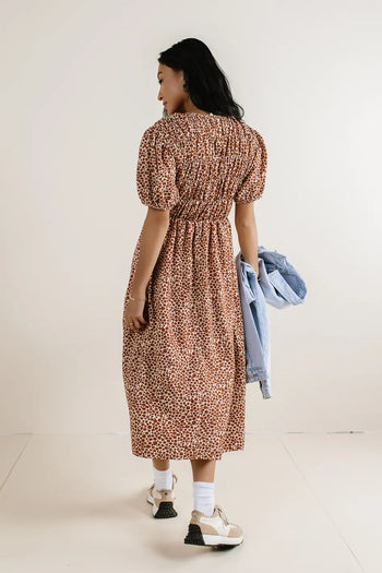 Elastic top midi dress in rust