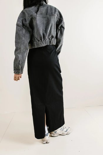 Back slit skirt in black 