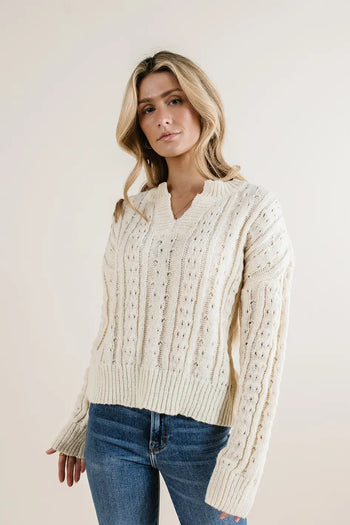 Long sleeves sweater in cream 
