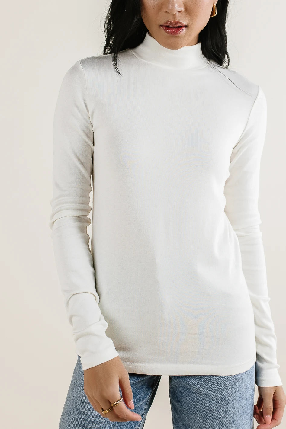 Alani Mock Neck Top in Ivory | böhme