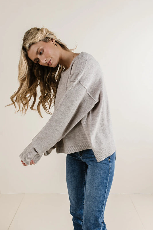 Long sleeves sweater in stone 