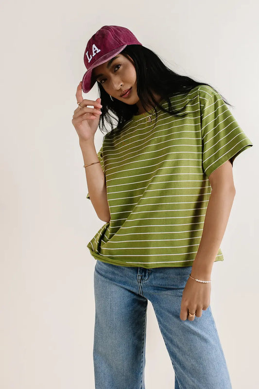 Striped top in moss 