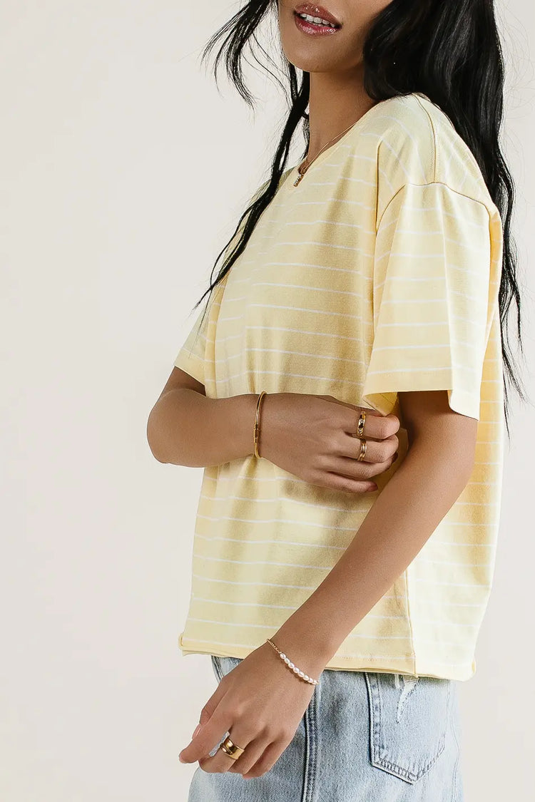 Striped top in yellow 