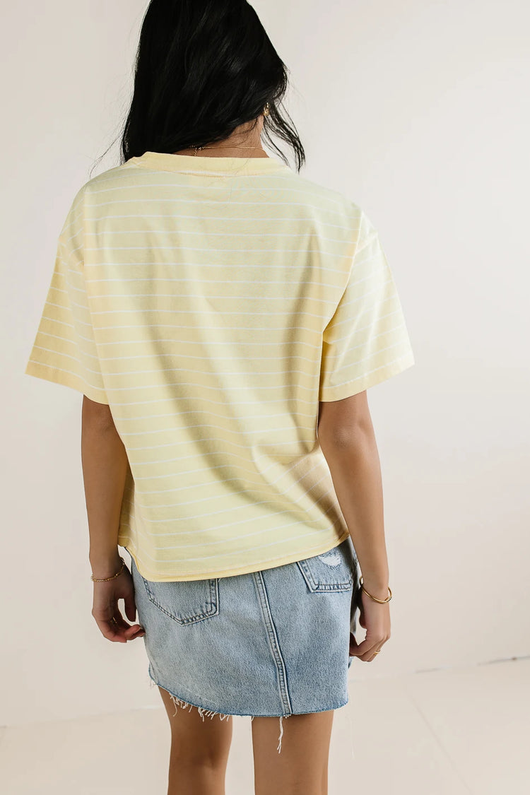 Short sleeves striped top in yellow 