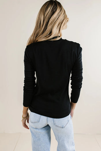 Knit mock neck in black 