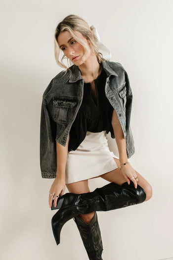 Denim jacket in charcoal 