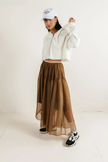 Waffle hoodie in cream 