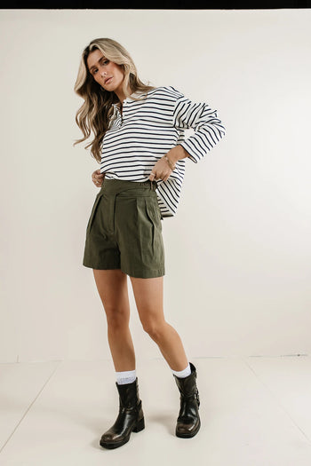 High rise short in olive 