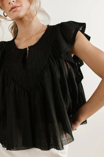 Round neck blouse in black 
