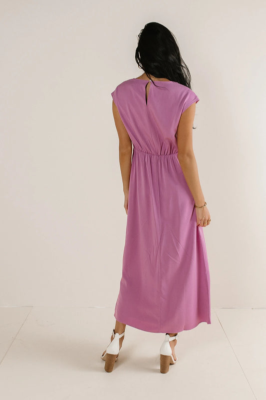 Elastic waist back dress in orchid 