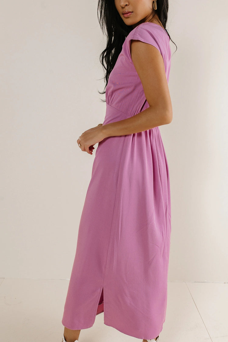 Short sleeves midi dress in orchid 
