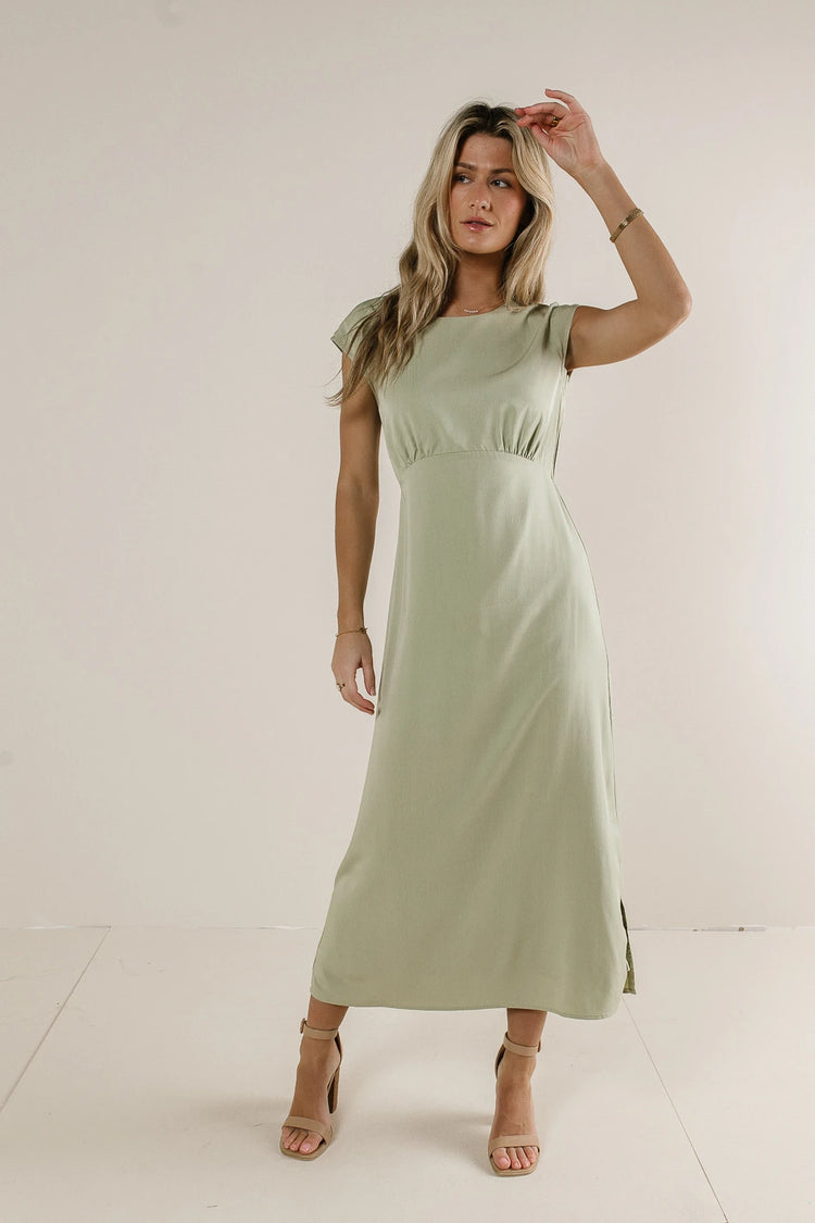Woven dress in sage 