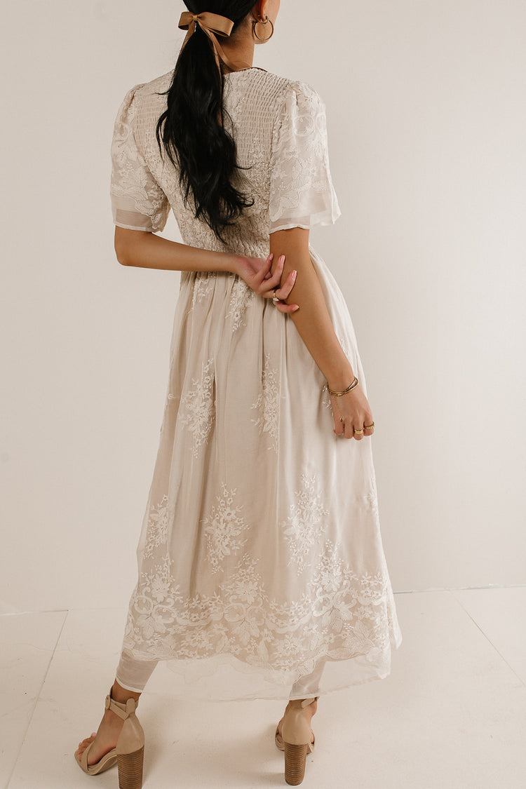 lace embroidered midi dress