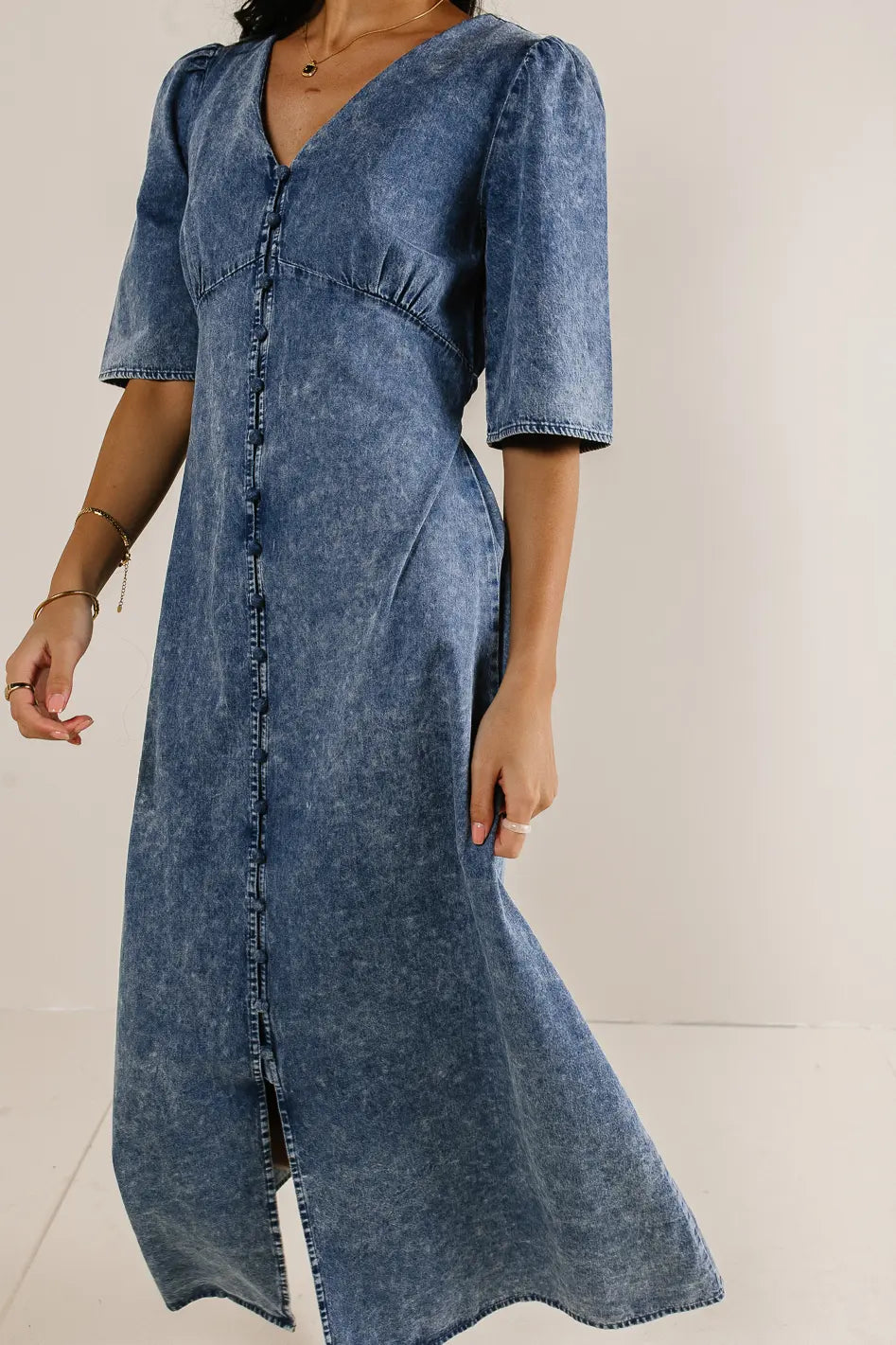 Button up denim dress