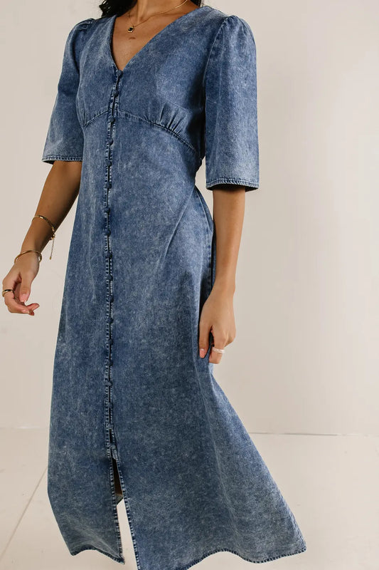 Button up denim dress