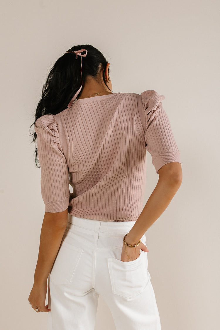puff sleeve ribbed top