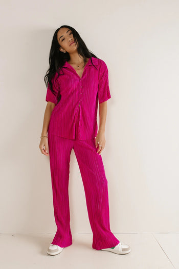 Elastic waist pants in pink 