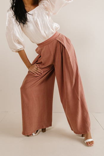 wide leg tencel pants in brick