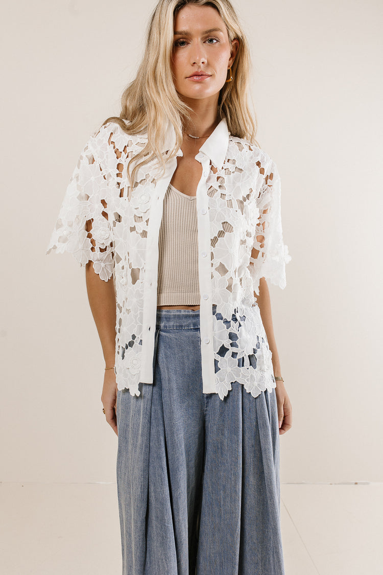lace detail ivory blouse