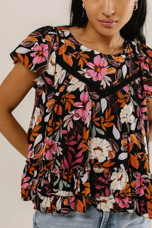 Round neck floral blouse 