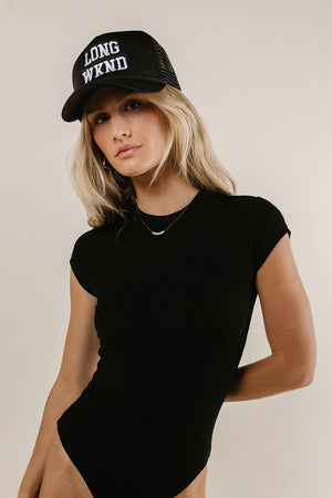 Holly Ribbed Bodysuit in Black