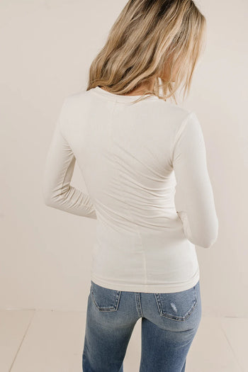 Round neck top in cream 